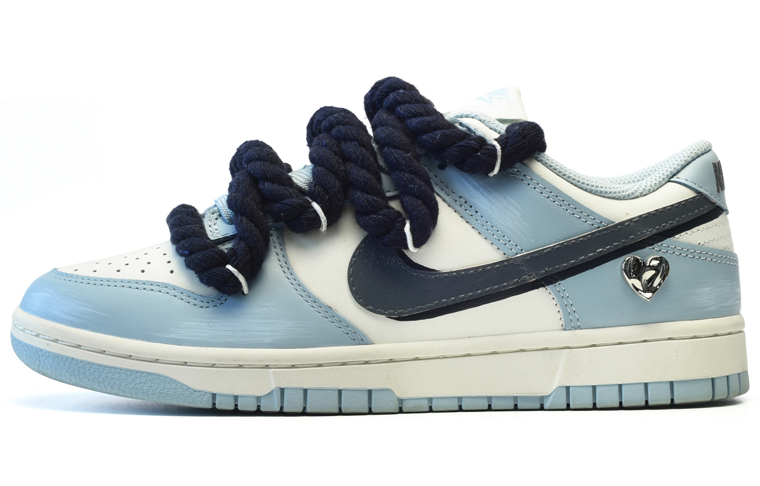 Buy (W) [定制鞋款] 耐克Dunk Low '金属心型勾白蓝' DD1503-123(TeamE-女款金属爱心白蓝)