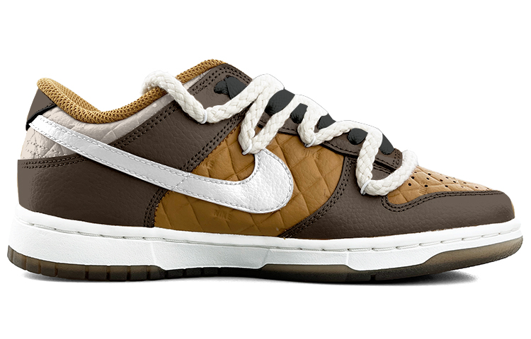 Order 【客製球鞋】 Nike 可可慕絲 拼色 小眾 解構鞋帶 經典休閒 防滑 低筒 板鞋 女款 咖色