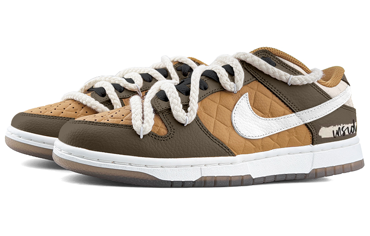 Lookbook 【客製球鞋】 Nike 可可慕絲 拼色 小眾 解構鞋帶 經典休閒 防滑 低筒 板鞋 女款 咖色