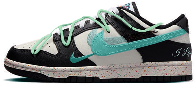 custom-shoes-women-nike-dunk-low-multi-color-swoosh-black-green