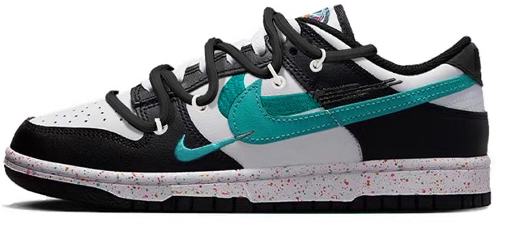 custom-shoes-women-nike-dunk-low-multi-color-swoosh-mint-green-black-white
