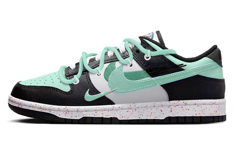 Buy 【定制球鞋】Nike Dunk Low 多色Swoosh三勾 抹茶綠 解構 低筒 板鞋 女款 黑白綠