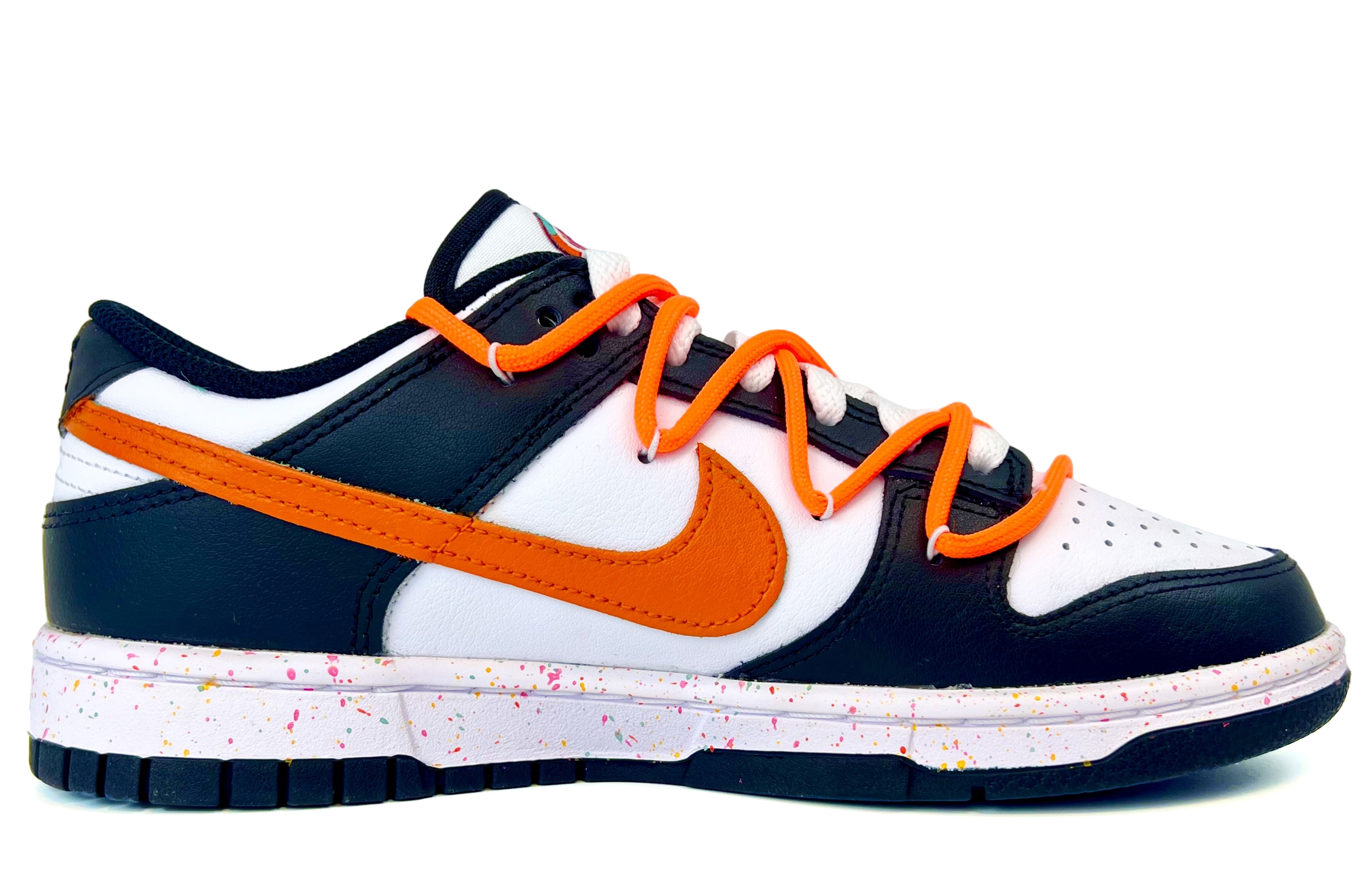 Order (W) Zapatillas Nike Dunk Low 'Swoosh Multicolor Negro Blanco Naranja' FD4623-131(Tema-45三勾黑橙)
