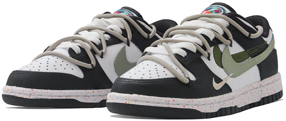 【客制球鞋】Nike Dunk Low Multi-Color Swoosh 精力三刮 咖啡綠 低筒 板鞋 女款 黑白綠 Lookbook 【客制球鞋】Nike Dunk Low Multi-Color Swoosh 精力三刮 咖啡綠 低筒 板鞋 女款 黑白綠
