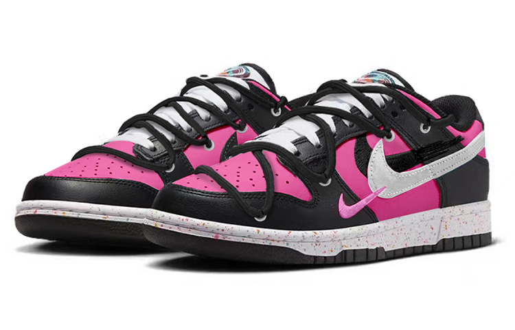 Lookbook (W) [Zapatos Personalizados] Nike Dunk Low 'Swoosh Multicolor Rosa Flúor' FD4623-131(TeamY-女款三勾荧光粉)