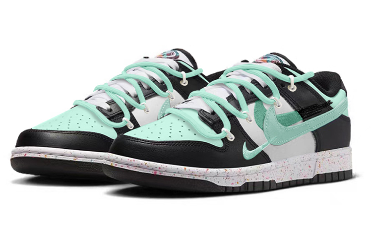 Lookbook 【定制球鞋】Nike Dunk Low 多色Swoosh三勾 抹茶綠 解構 低筒 板鞋 女款 黑白綠