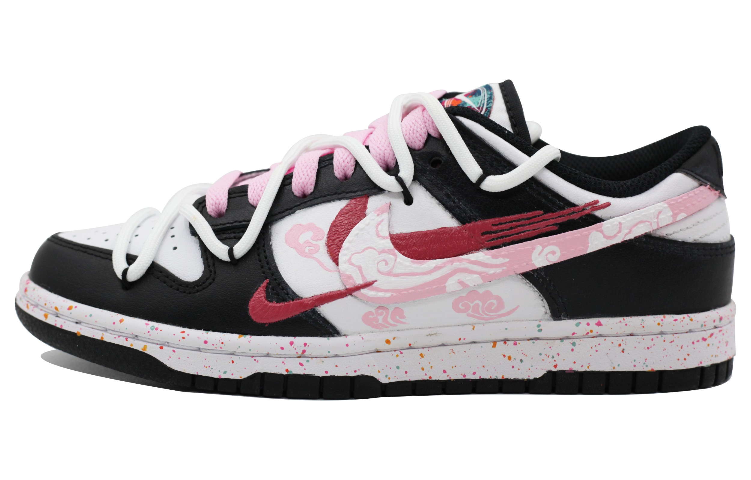 Buy (W) 나이키 덩크 로우 '멀티 스우시 - 검/흰/핑' FD4623-131(Team39-AMY85国风云锦)