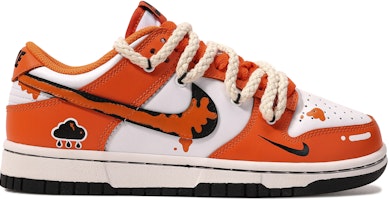 【訂製球鞋】Nike Dunk Low 達文西訂製 橙色預警 塗鴉 簡約 麻繩 雙鞋帶 防水耐磨 低筒 板鞋 女款 橙白 Lookbook 【訂製球鞋】Nike Dunk Low 達文西訂製 橙色預警 塗鴉 簡約 麻繩 雙鞋帶 防水耐磨 低筒 板鞋 女款 橙白