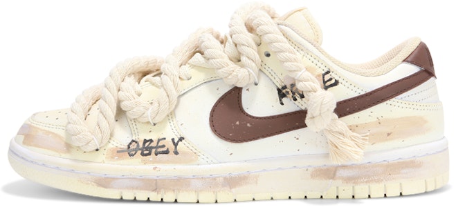【定制球鞋】Nike Dunk Low 解構綁帶 噴墨 塗鴉 氧化做舊 沙漠 高街 低筒 板鞋 女款 米棕 Buy 【定制球鞋】Nike Dunk Low 解構綁帶 噴墨 塗鴉 氧化做舊 沙漠 高街 低筒 板鞋 女款 米棕