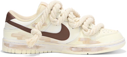 【定制球鞋】Nike Dunk Low 解構綁帶 噴墨 塗鴉 氧化做舊 沙漠 高街 低筒 板鞋 女款 米棕 Order 【定制球鞋】Nike Dunk Low 解構綁帶 噴墨 塗鴉 氧化做舊 沙漠 高街 低筒 板鞋 女款 米棕