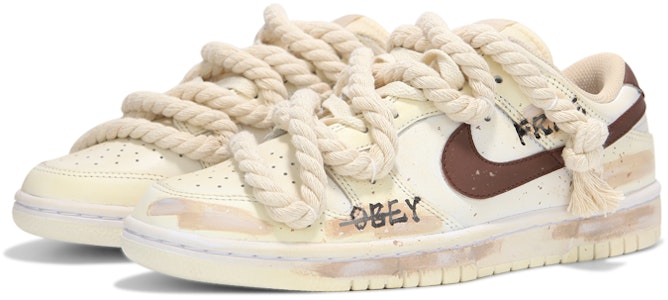 【定制球鞋】Nike Dunk Low 解構綁帶 噴墨 塗鴉 氧化做舊 沙漠 高街 低筒 板鞋 女款 米棕 Lookbook 【定制球鞋】Nike Dunk Low 解構綁帶 噴墨 塗鴉 氧化做舊 沙漠 高街 低筒 板鞋 女款 米棕