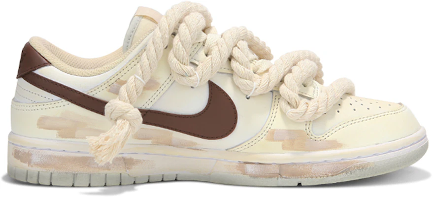 【客製球鞋】Nike Dunk Low 解構綁帶 濺墨 塗鴉 氧化老化 高街 低筒 單板鞋 女款 米棕 Order 【客製球鞋】Nike Dunk Low 解構綁帶 濺墨 塗鴉 氧化老化 高街 低筒 單板鞋 女款 米棕