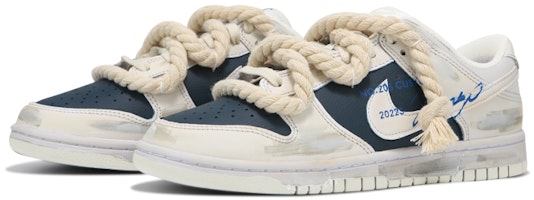 【定制球鞋】Nike Dunk Low 氧化做舊 海盜 麻繩 解構綁帶 復古休閒 低幫 板鞋 女款 海軍藍 Lookbook 【定制球鞋】Nike Dunk Low 氧化做舊 海盜 麻繩 解構綁帶 復古休閒 低幫 板鞋 女款 海軍藍