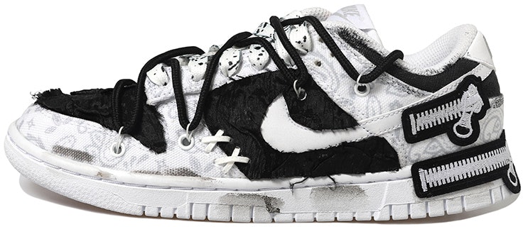 custom-shoes-women-nike-dunk-low-paisley-patchwork-black-white