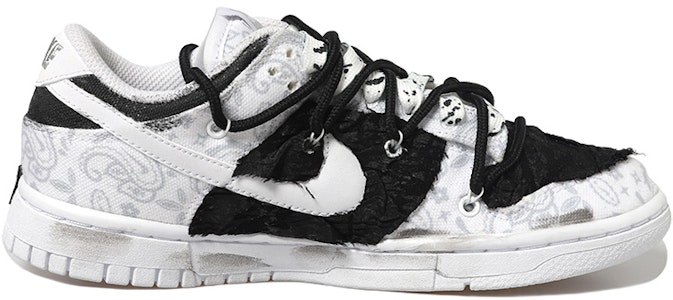 【定制球鞋】Nike Dunk Low OKHR 解構風 貼布 復古 做舊Vibe 腰果花 拉鍊 雙x 低幫 板鞋 女款 黑白 Order 【定制球鞋】Nike Dunk Low OKHR 解構風 貼布 復古 做舊Vibe 腰果花 拉鍊 雙x 低幫 板鞋 女款 黑白