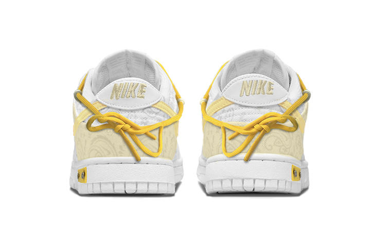 Shop 【訂製球鞋】Nike Dunk Low 復古黃鞋帶腰果花解構綁帶低幫板鞋女款灰白