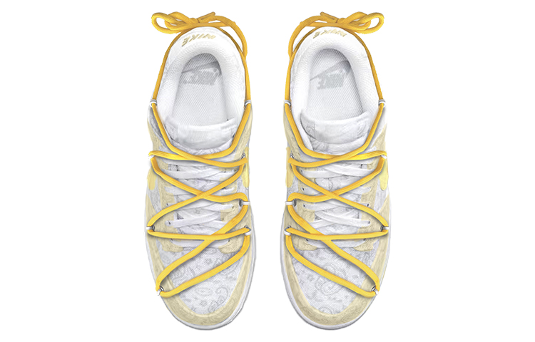 Purchase 【訂製球鞋】Nike Dunk Low 復古黃鞋帶腰果花解構綁帶低幫板鞋女款灰白