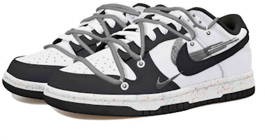 【客製化球鞋】Nike Dunk Low 解構風 熊貓 潑墨 活力 三勾 低筒 板鞋 女款 灰 Lookbook 【客製化球鞋】Nike Dunk Low 解構風 熊貓 潑墨 活力 三勾 低筒 板鞋 女款 灰