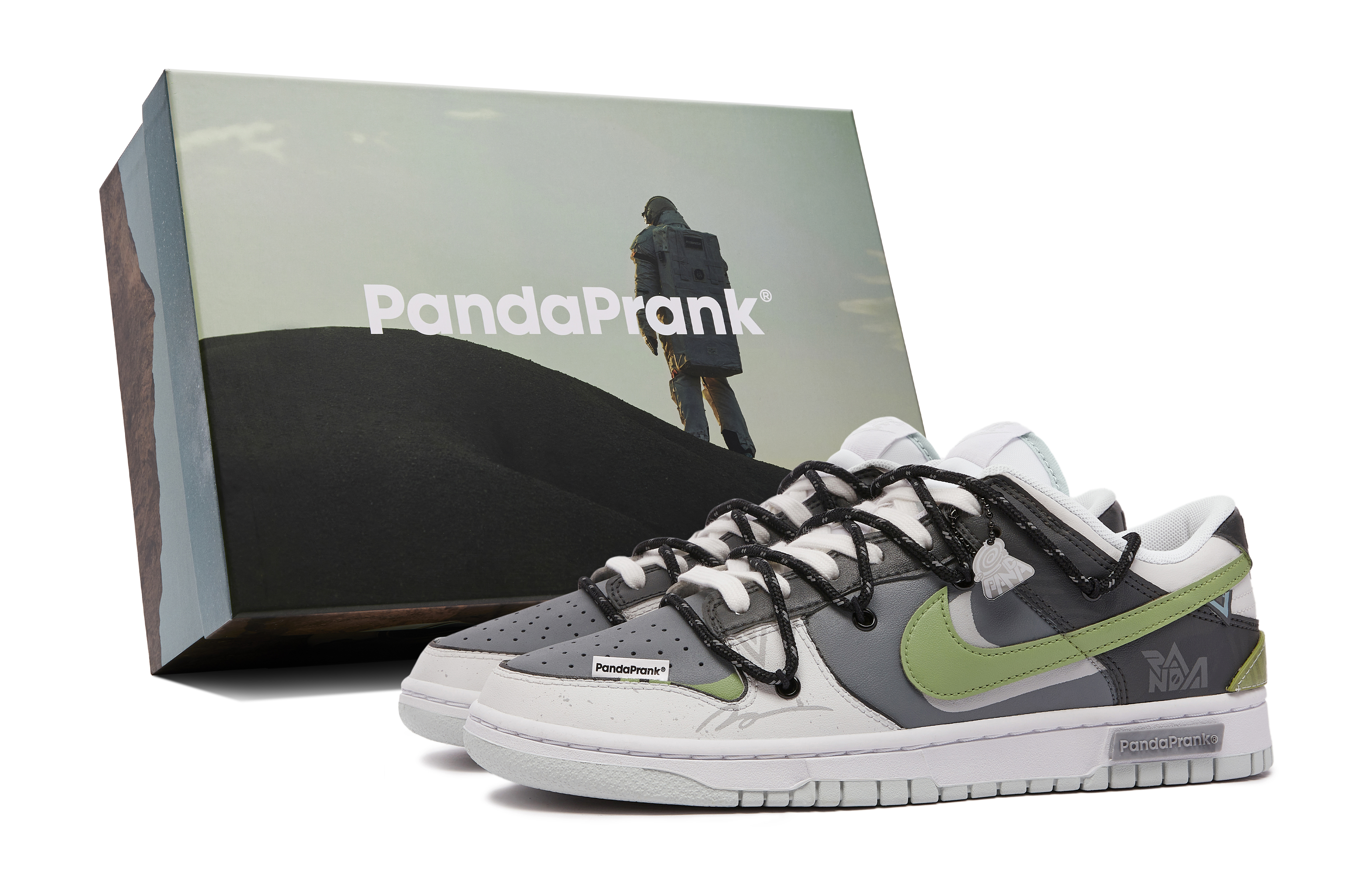 Buy (W) [Kasut Custom] Nike Dunk Low 'Panda Prank - Green Fields' DH9765-102-481175