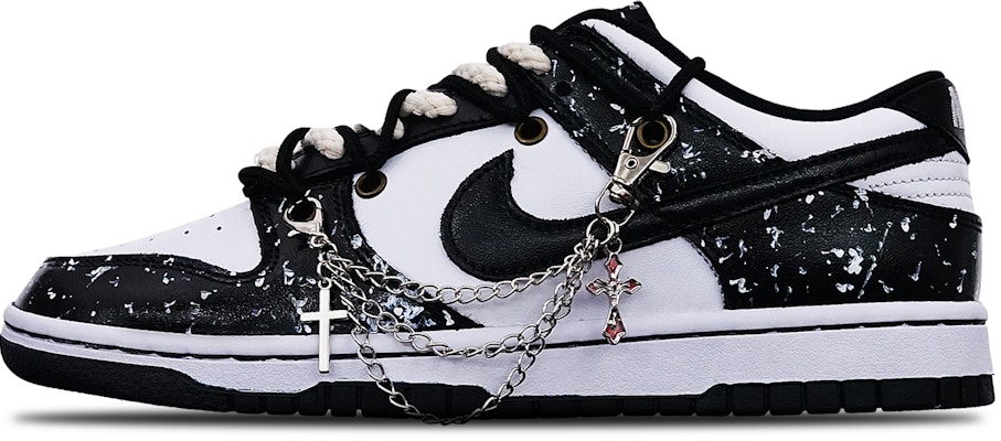 【定制球鞋】Nike Dunk Low 白/黑 解構風 熊貓雪花 特殊鞋盒 低筒 休閒鞋 女款 黑白 Buy 【定制球鞋】Nike Dunk Low 白/黑 解構風 熊貓雪花 特殊鞋盒 低筒 休閒鞋 女款 黑白