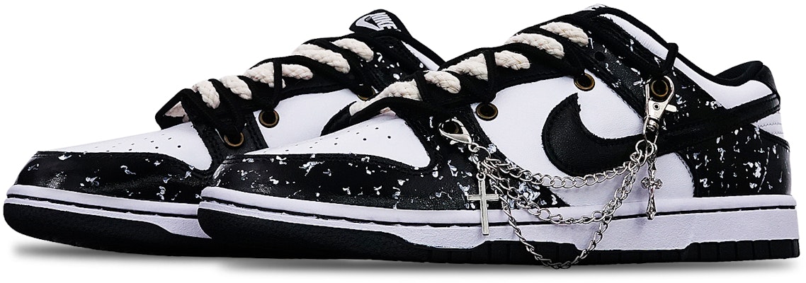 【定制球鞋】Nike Dunk Low 白/黑 解構風 熊貓雪花 特殊鞋盒 低筒 休閒鞋 女款 黑白 Shop 【定制球鞋】Nike Dunk Low 白/黑 解構風 熊貓雪花 特殊鞋盒 低筒 休閒鞋 女款 黑白