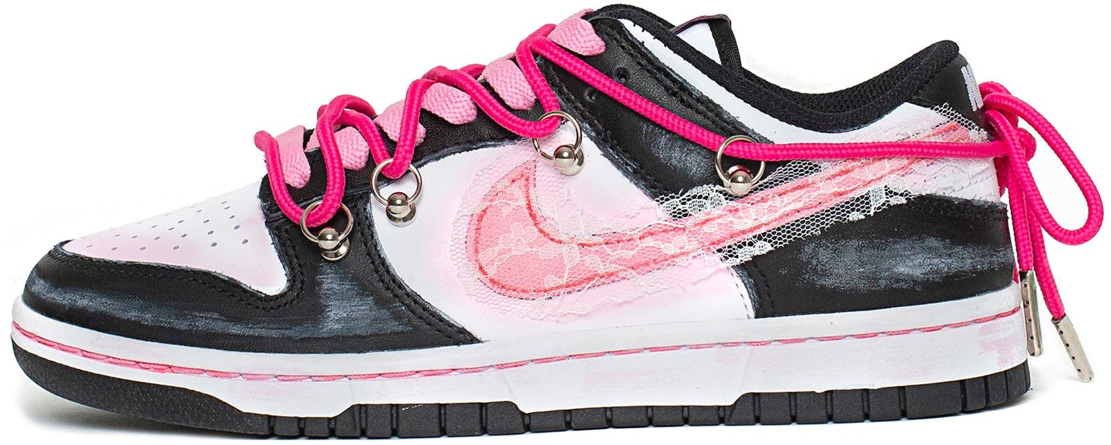 custom-shoes-women-nike-dunk-low-panda-sweet-spicy-ballet-lace-metallic-y2-k-subculture