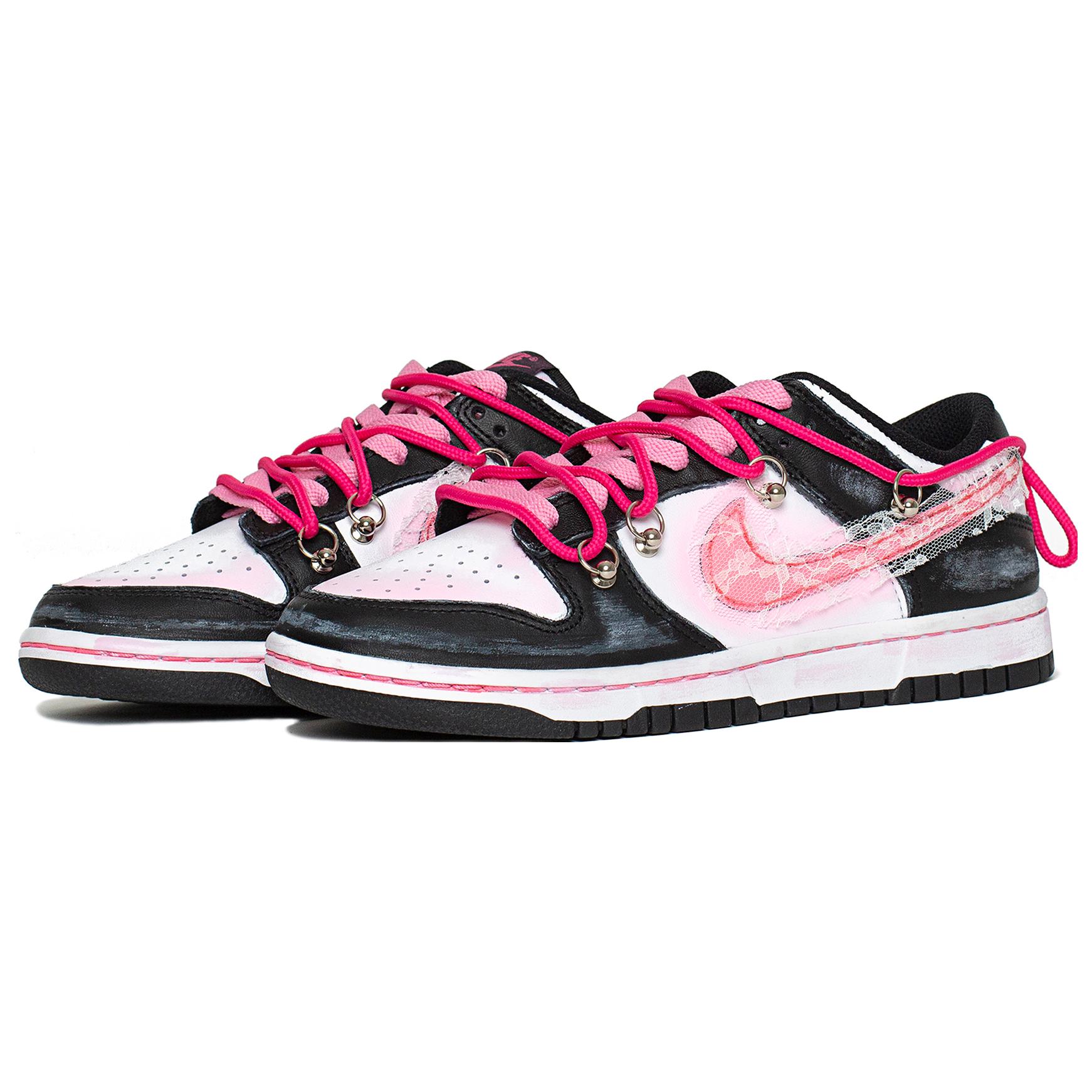 Lookbook (W) [定制鞋款] 耐克Dunk Low '熊猫甜辣芭蕾鞋带金属Y2K亚文化' DD1503-101(Team61-芭蕾甜酷少女)