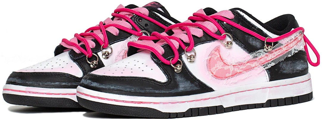 【定制球鞋】Nike Dunk Low 熊貓 甜酷辣妹 芭蕾風 蕾絲 金屬 Y2K千禧風 亞文化 低幫 板鞋 女款 粉黑 Lookbook 【定制球鞋】Nike Dunk Low 熊貓 甜酷辣妹 芭蕾風 蕾絲 金屬 Y2K千禧風 亞文化 低幫 板鞋 女款 粉黑