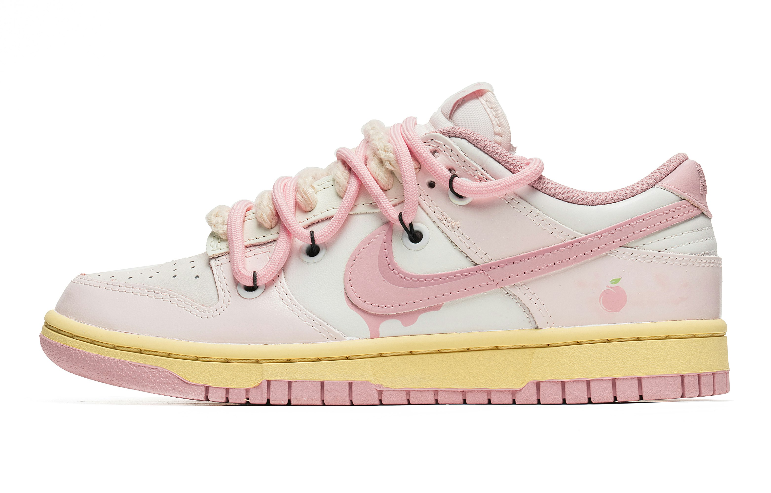 custom-shoes-women-nike-dunk-low-peach-milk-ice-cream-splatter