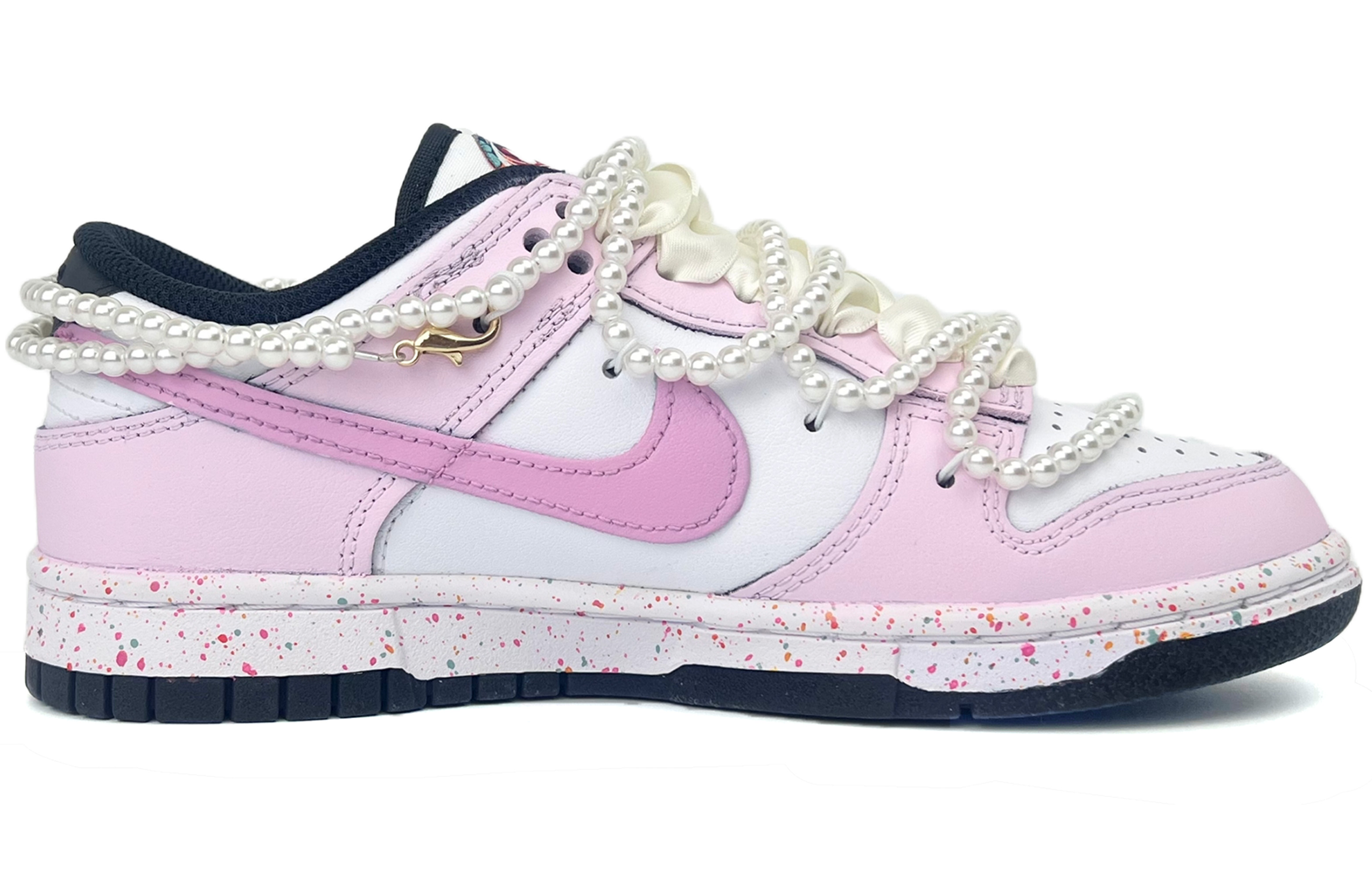 Order (W) [Kasut Custom] Nike Dunk Low 'Peach Swoosh Pearl Silk' FD4623-131(Team45-白粉珍珠)