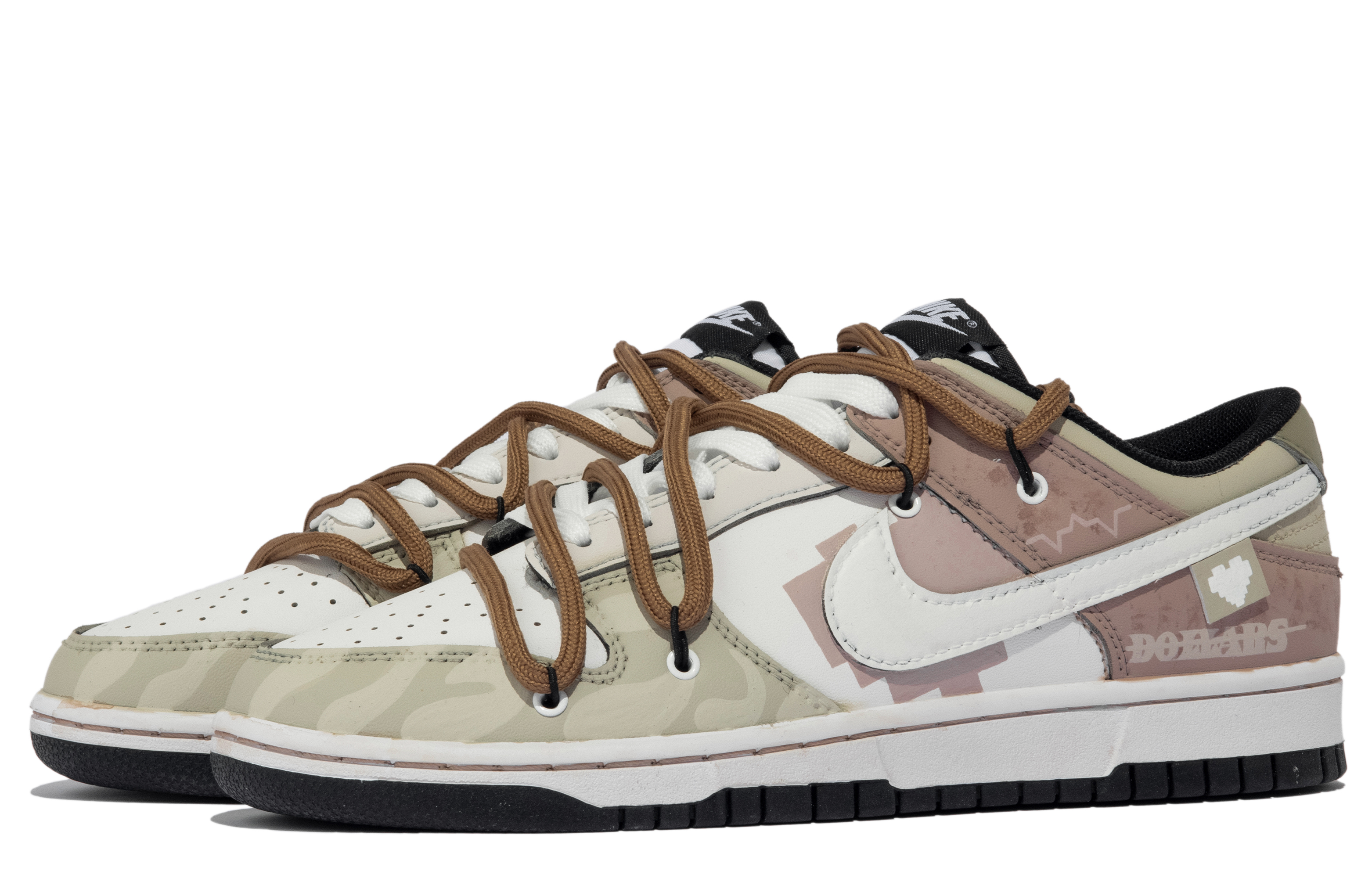 Lookbook (W) Nike Dunk Low ピンク茶黄ハートピクセル (カスタム) CW1590-100(TeamM-女款梦境收藏xhzz)