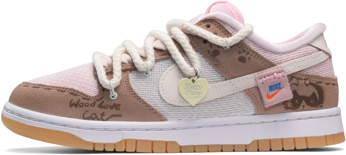 custom-shoes-women-nike-dunk-low-pink-brown-mud-kitty