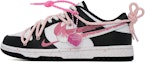 Buy 【定制球鞋】 Nike Dunk Low 怦然心動 粉色火焰 律動愛情告白三勾 甜酷風 解構綁帶休閒 低幫 板鞋 女款 黑白粉
