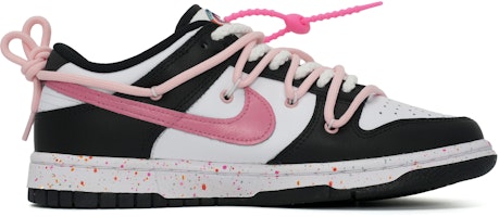 【定制球鞋】 Nike Dunk Low 怦然心動 粉色火焰 律動愛情告白三勾 甜酷風 解構綁帶休閒 低幫 板鞋 女款 黑白粉 Order 【定制球鞋】 Nike Dunk Low 怦然心動 粉色火焰 律動愛情告白三勾 甜酷風 解構綁帶休閒 低幫 板鞋 女款 黑白粉