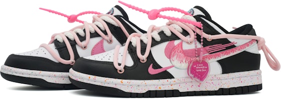 【定制球鞋】 Nike Dunk Low 怦然心動 粉色火焰 律動愛情告白三勾 甜酷風 解構綁帶休閒 低幫 板鞋 女款 黑白粉 Lookbook 【定制球鞋】 Nike Dunk Low 怦然心動 粉色火焰 律動愛情告白三勾 甜酷風 解構綁帶休閒 低幫 板鞋 女款 黑白粉