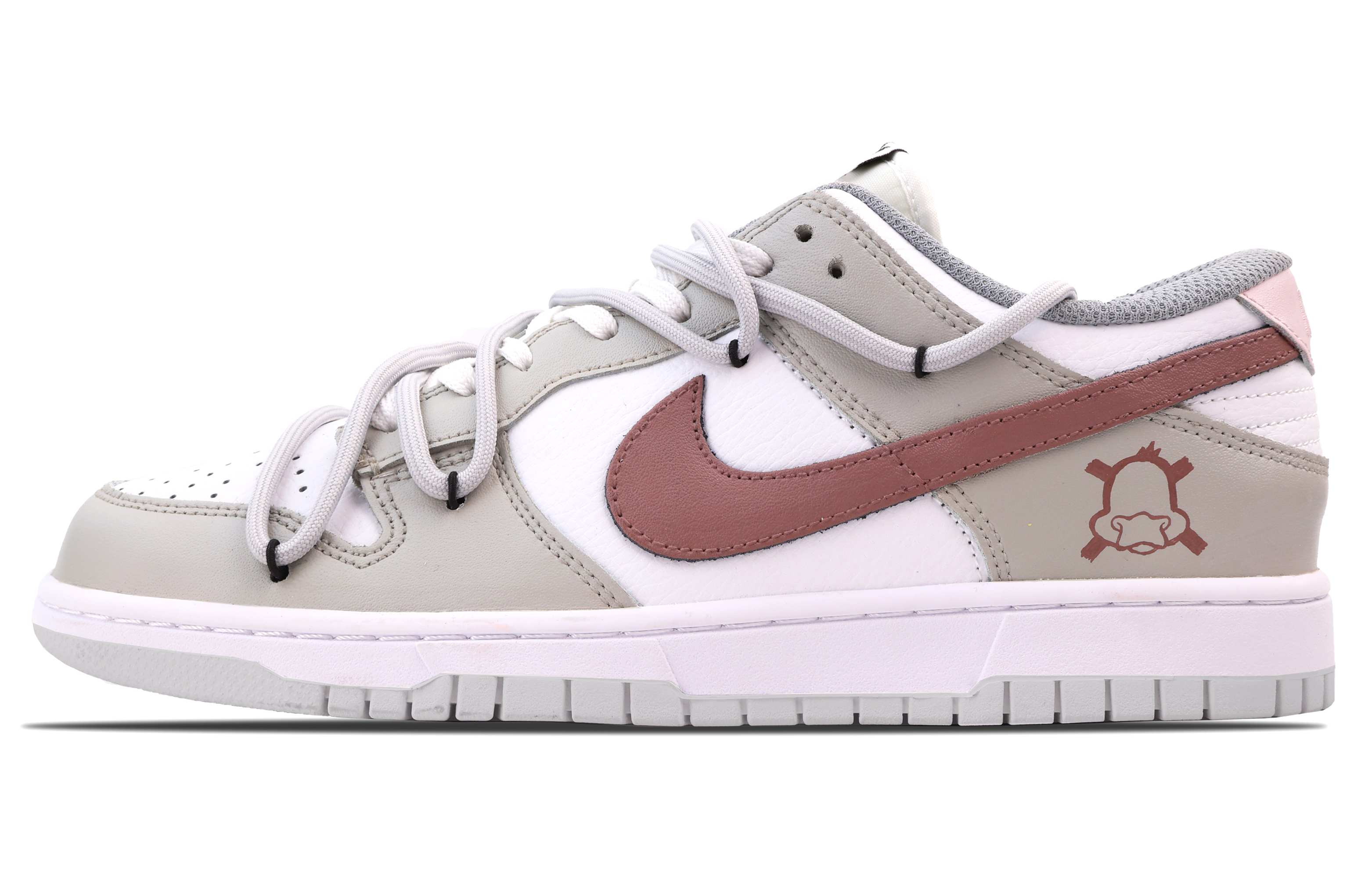 Buy 【客製化球鞋】Nike Dunk Low 鴨寶寶 潮流高街 校園風 小眾高級 簡約 萬用 低筒 板鞋 女款 粉灰