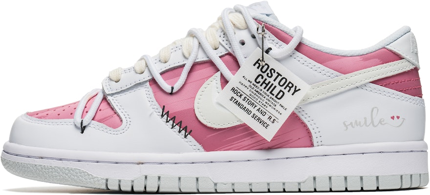 【訂製球鞋】Nike Dunk 低筒 粉紅颶風 巴比風 微笑雙勾 便簽 辣妹 甜酷 防滑 低筒 板鞋 女款 粉白 Order 【訂製球鞋】Nike Dunk 低筒 粉紅颶風 巴比風 微笑雙勾 便簽 辣妹 甜酷 防滑 低筒 板鞋 女款 粉白