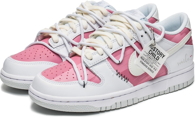 【訂製球鞋】Nike Dunk 低筒 粉紅颶風 巴比風 微笑雙勾 便簽 辣妹 甜酷 防滑 低筒 板鞋 女款 粉白 Shop 【訂製球鞋】Nike Dunk 低筒 粉紅颶風 巴比風 微笑雙勾 便簽 辣妹 甜酷 防滑 低筒 板鞋 女款 粉白