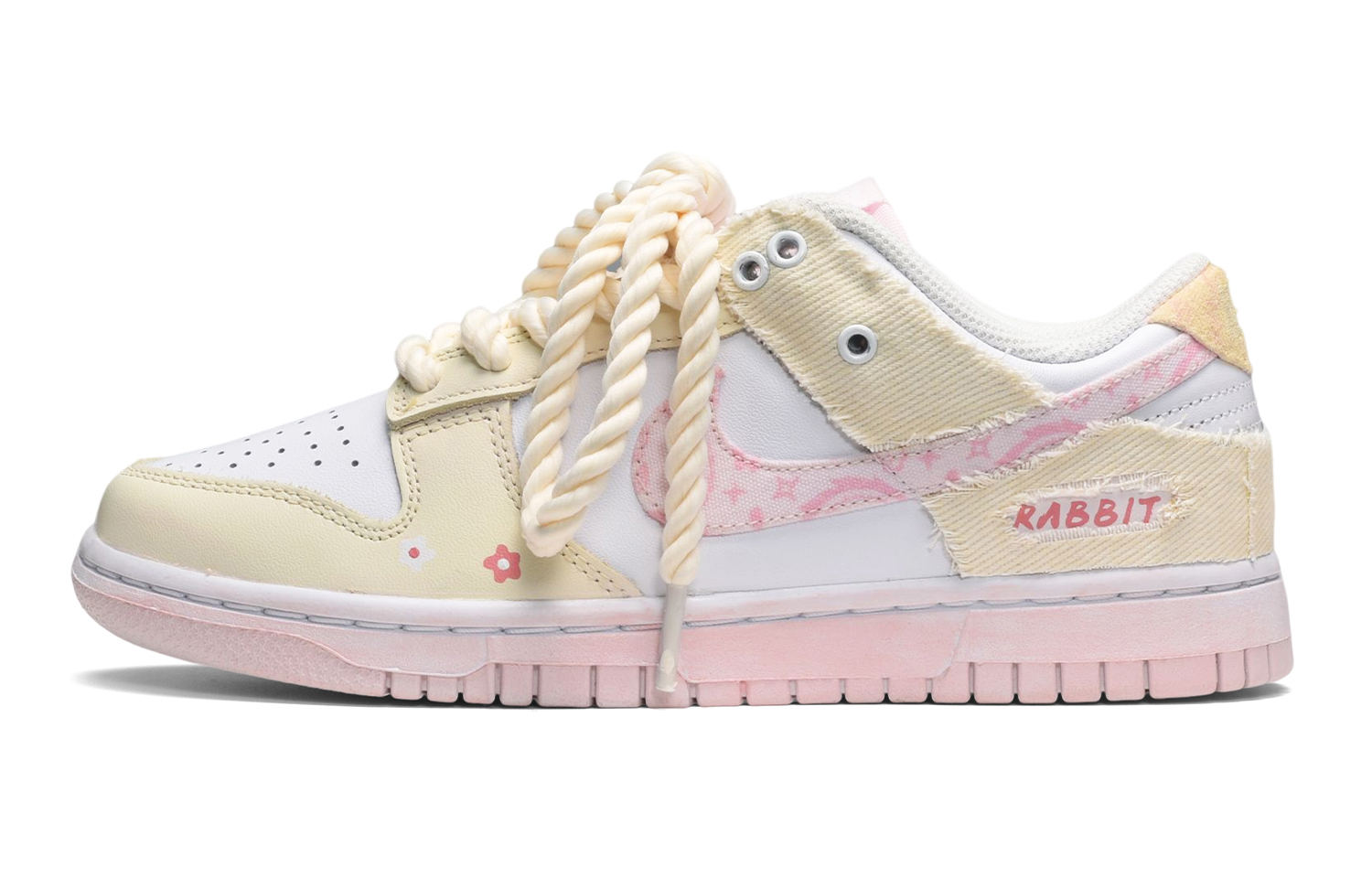 Buy (W) [定制鞋款] 耐克 Dunk Low '粉色佩斯利' FD1449-100(TeamE-女款奶油小花粉白黄BOX)