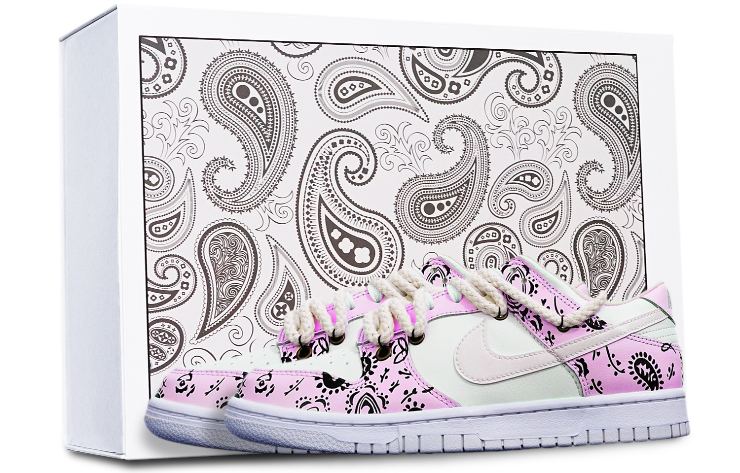 [Custom Shoes] (W) Nike Dunk Low 'Pink Paisley Macaron'