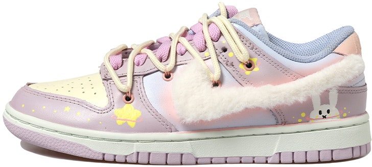 custom-shoes-women-nike-dunk-low-pink-purple-furry-patches-chinese-new-year