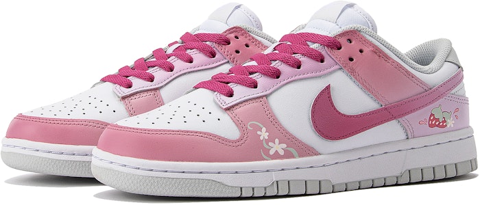 【訂製球鞋】Nike Dunk Low 蔷薇草莓 少女 休閒 配搭 保暖防滑減震耐磨 低筒 板鞋 女款 粉白 Shop 【訂製球鞋】Nike Dunk Low 蔷薇草莓 少女 休閒 配搭 保暖防滑減震耐磨 低筒 板鞋 女款 粉白
