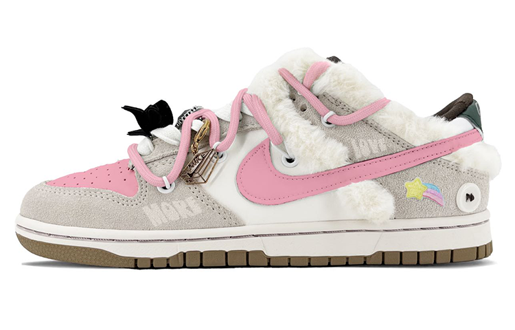 [Custom Shoes] (Women) Nike Dunk Low 'Pink White Fur & Bling'