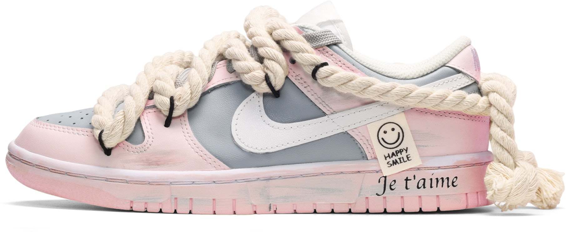 custom-shoes-women-nike-dunk-low-pink-white-grey-smiley