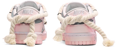 【訂製球鞋】Nike Dunk Low 復古做舊 麻繩綁帶 笑臉布貼 低筒 板鞋 女款 粉白灰 Shop 【訂製球鞋】Nike Dunk Low 復古做舊 麻繩綁帶 笑臉布貼 低筒 板鞋 女款 粉白灰