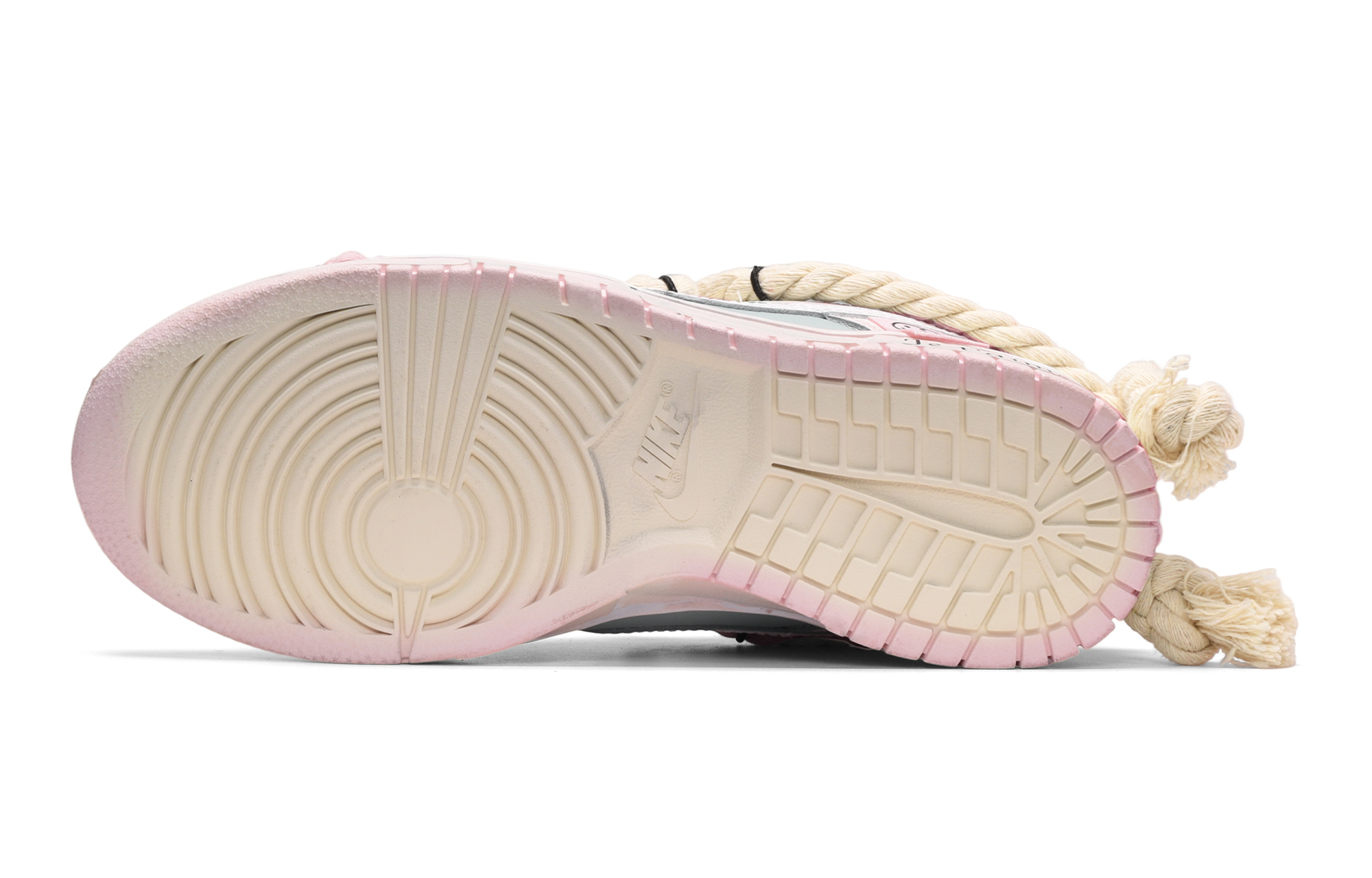 Purchase (W) カスタムシューズ（女性用）ナイキ ダンク ロー「ピンクホワイトグレースマイリー」 DD1503-121(TeamE-女款麻绳笑脸粉白灰)