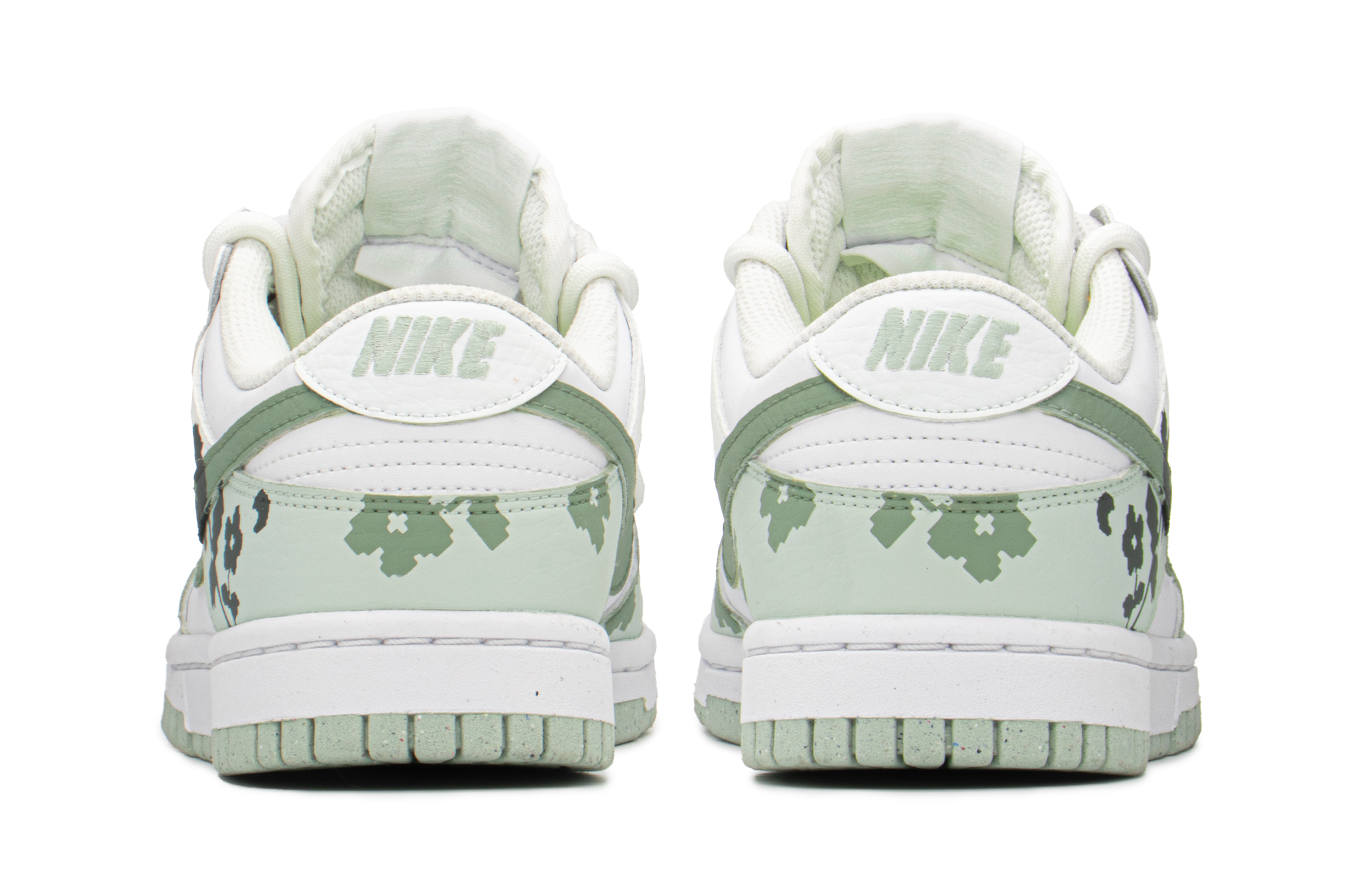 Shop (W) [Sepatu Kustom] Nike Dunk Low 'Pixel Game Floral Deconstructed Putih Hijau' DN1431-102(TeamA-DK像素小花S-BOX)