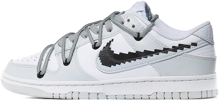 【定制球鞋】 Nike Dunk Low 像素大鉤 極簡主義 防滑耐磨 低筒 板鞋 女款 白灰色 Buy 【定制球鞋】 Nike Dunk Low 像素大鉤 極簡主義 防滑耐磨 低筒 板鞋 女款 白灰色