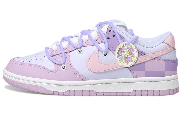 Buy (W) 나이키 덩크 로우 '플래드 플로럴 라일락' (커스텀) DD1503-001(Team拾玖-粉紫棋盘格S-BOX)