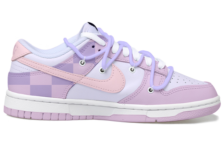 Order (W) 나이키 덩크 로우 '플래드 플로럴 라일락' (커스텀) DD1503-001(Team拾玖-粉紫棋盘格S-BOX)